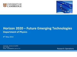 Horizon 2020 – Future Emerging Technologies Department of Physics