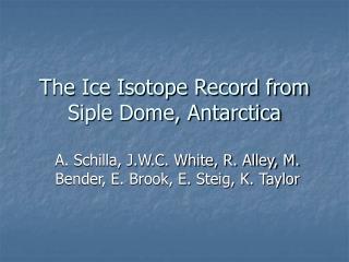 The Ice Isotope Record from Siple Dome, Antarctica