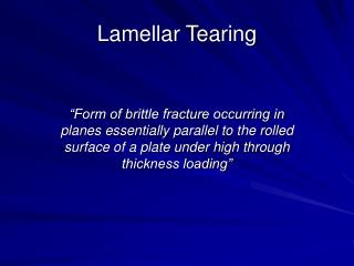 Lamellar Tearing