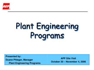 Plant Engineering Programs
