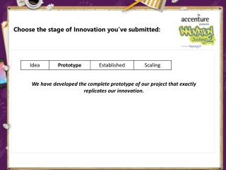 Choose the stage of Innovation you’ve submitted:
