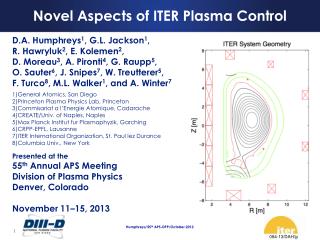 Novel Aspects of ITER Plasma Control