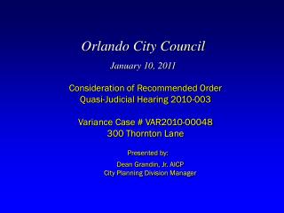 Orlando City Council January 10, 2011