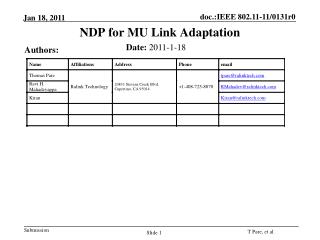 NDP for MU Link Adaptation