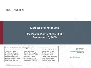 Markets and Financing PV Power Plants 2009 - USA December 10, 2009
