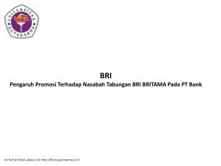 BRI Pengaruh Promosi Terhadap Nasabah Tabungan BRI BRITAMA Pada PT Bank