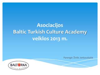 Asociacijos Baltic Turkish Culture Academy veiklos 2013 m.