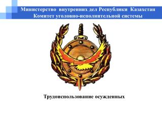 Министерство внутренних дел Республики Казахстан Комитет уголовно-исполнительной системы