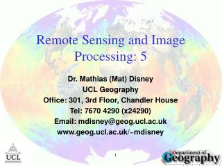 Remote Sensing and Image Processing: 5