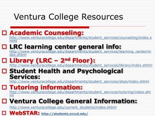 Ventura College Resources
