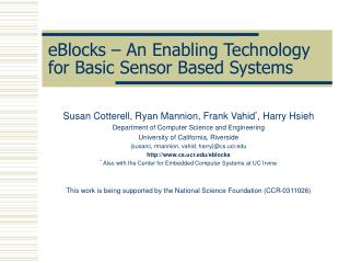 eBlocks – An Enabling Technology for Basic Sensor Based Systems