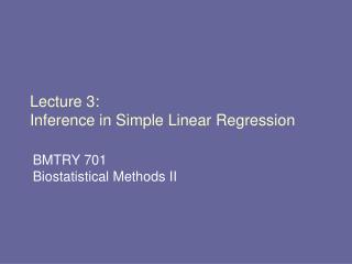 Lecture 3: Inference in Simple Linear Regression