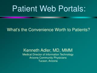 Patient Web Portals: