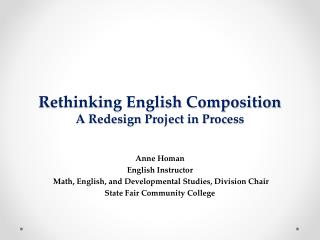 Rethinking English Composition A Redesign Project in Process