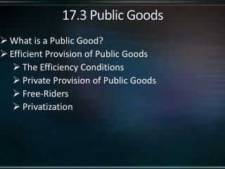 17.3 Public Goods