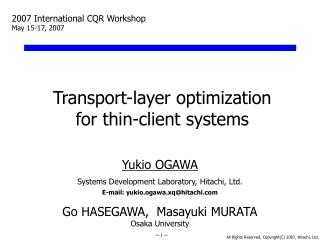 Transport-layer optimization for thin-client systems