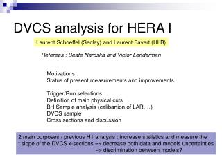 DVCS analysis for HERA I