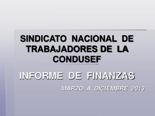 SINDICATO NACIONAL DE TRABAJADORES DE LA CONDUSEF INFORME DE FINANZAS