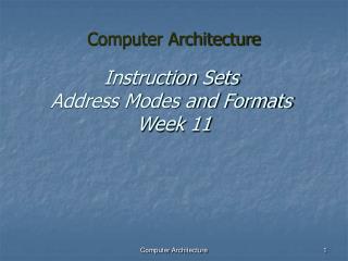 Instruction Sets Address Modes and Formats Week 11