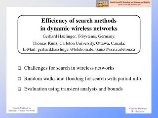 Challenges for search in wireless networks