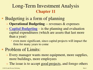 Long-Term Investment Analysis Chapter 11