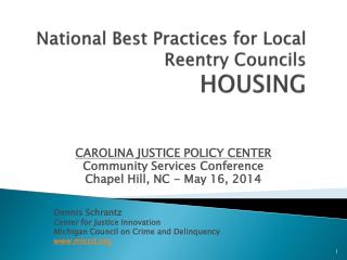 National Best Practices for Local Reentry Councils HOUSING