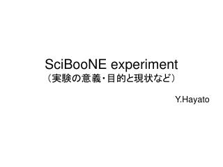 SciBooNE experiment （実験の意義・目的と現状など）