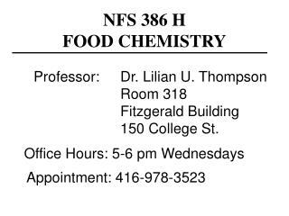 NFS 386 H FOOD CHEMISTRY