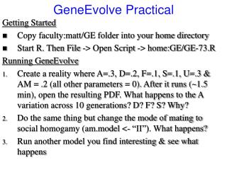 Getting Started Copy faculty:matt/GE folder into your home directory