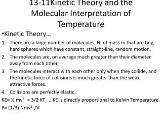 13-11Kinetic Theory and the Molecular Interpretation of Temperature