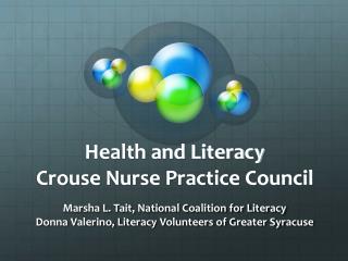 Health and Literacy Crouse Nurse Practice Council