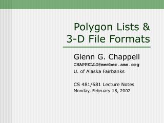 Polygon Lists &amp; 3-D File Formats