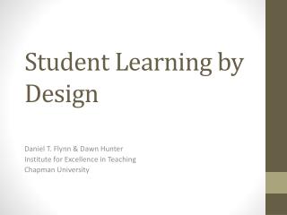 Student Learning by Design