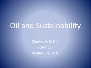 Oil and Sustainability