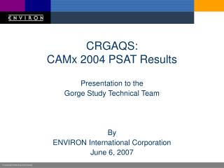 CRGAQS: CAMx 2004 PSAT Results