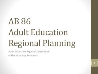 AB 86 Adult Education Regional Planning