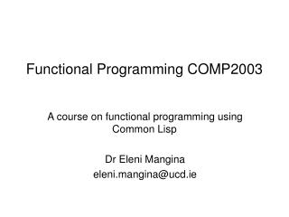 Functional Programming COMP2003