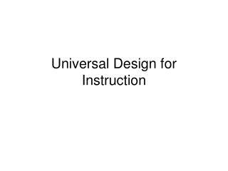 Universal Design for Instruction