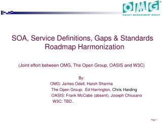 SOA, Service Definitions, Gaps & Standards Roadmap Harmonization