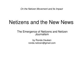 Netizens and the New News