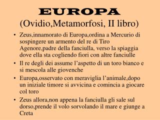 EUROPA (Ovidio,Metamorfosi, II libro)