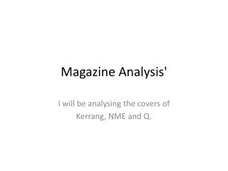 Magazine Analysis'