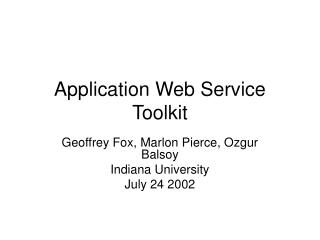 Application Web Service Toolkit