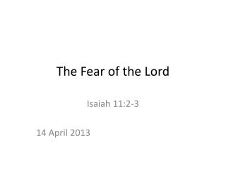 The Fear of the Lord