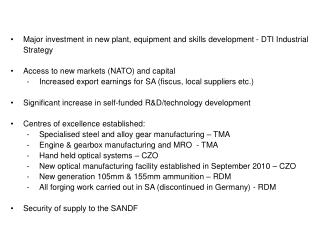 Major investment in new plant, equipment and skills development - DTI Industrial Strategy