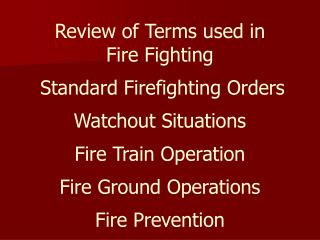 Fire Terms -- 1