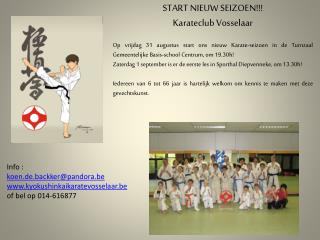 START NIEUW SEIZOEN!!! Karateclub Vosselaar