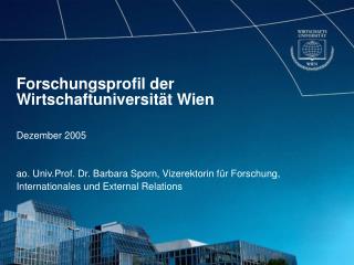 Forschungsprofil der Wirtschaftuniversität Wien