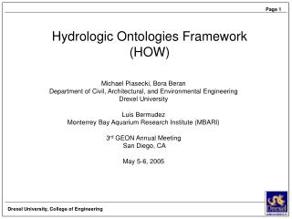 Hydrologic Ontologies Framework (HOW)