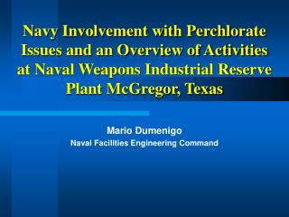 Mario Dumenigo Naval Facilities Engineering Command